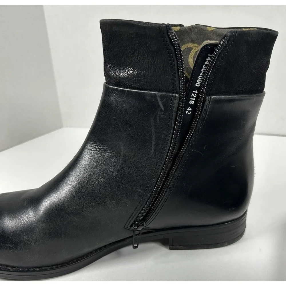 Fly London Black Leather Zippered Ankle Boots Women's Size 42 /10.5